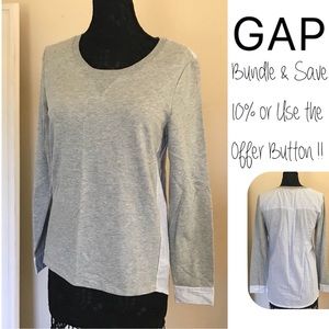 GAP💥Gray & Long Sleeve Pin Strip Top